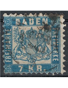 BADEN 1868 Coat of arms 7 kreuzer blue us