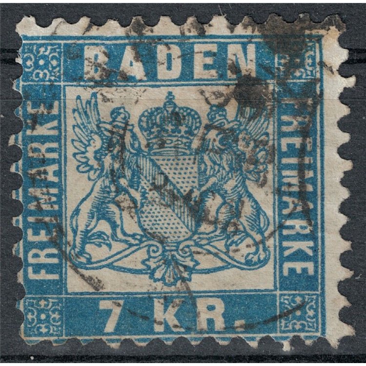 BADEN 1868 Coat of arms 7 kreuzer blue us