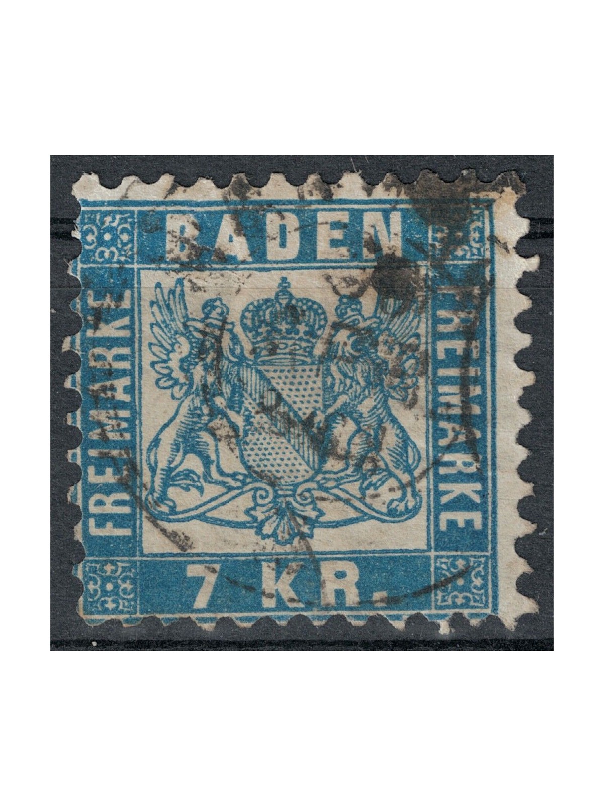 BADEN 1868 Stemma 7 kreuzer azzurro us