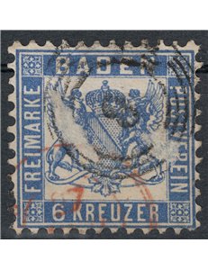 BADEN 1862-65 Coat of arms 6 kreuzer overseas us