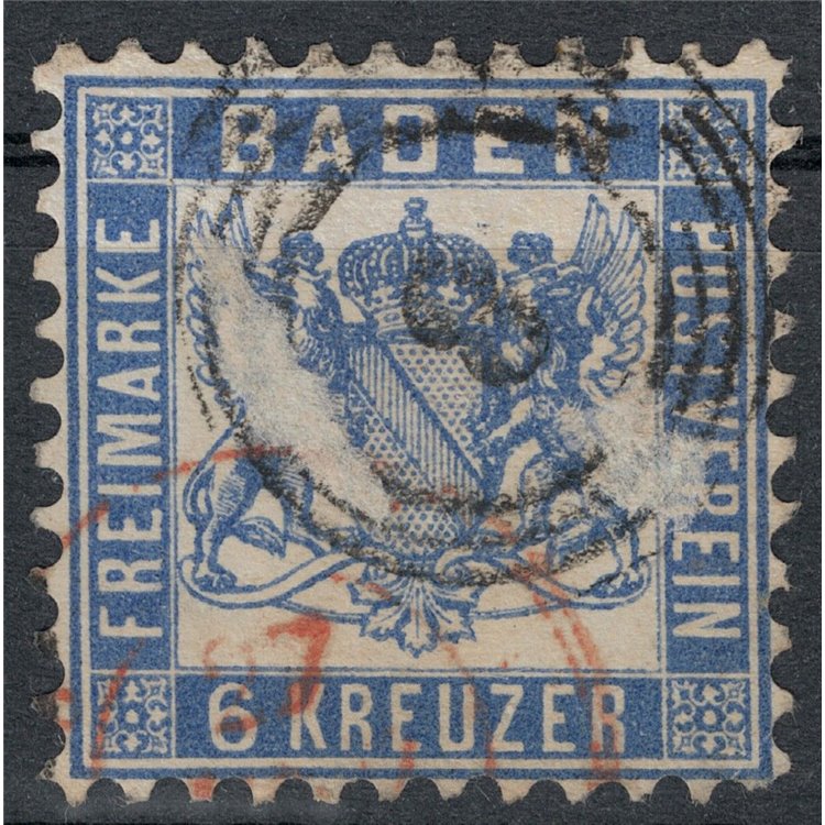 BADEN 1862-65 Coat of arms 6 kreuzer overseas us