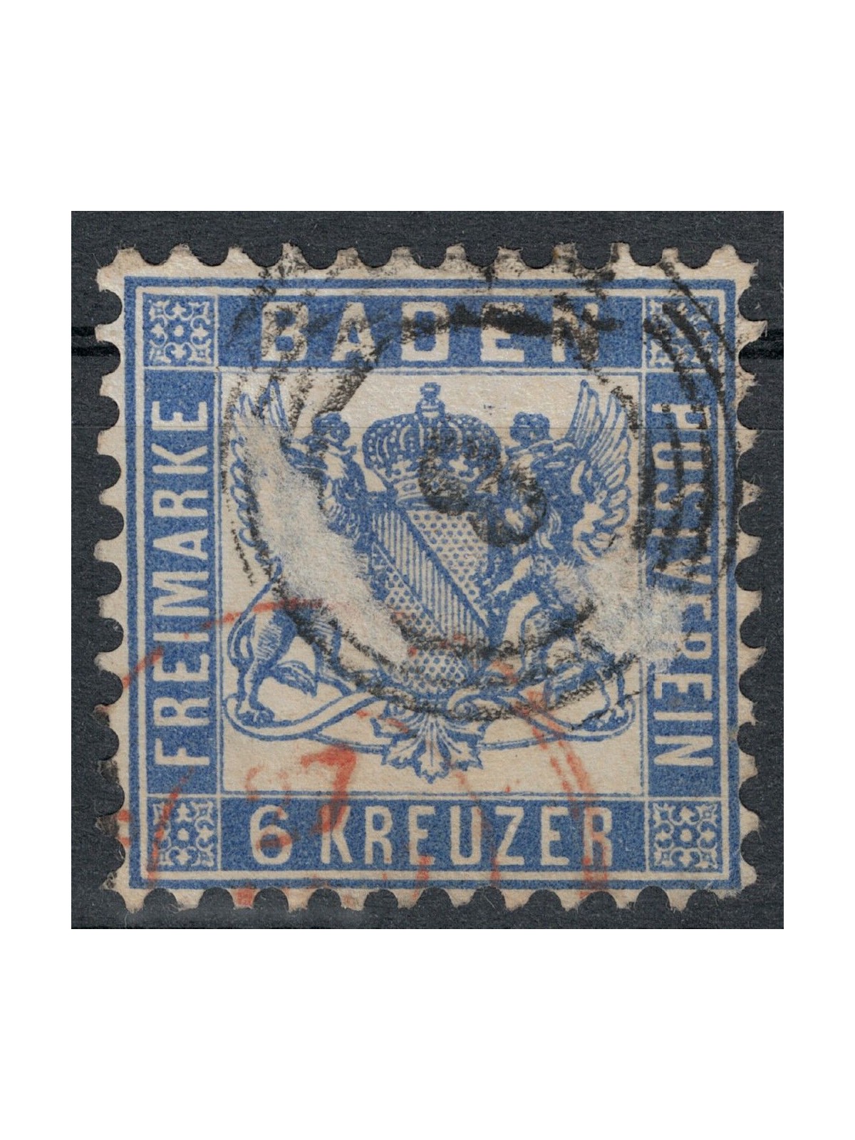 BADEN 1862-65 Coat of arms 6 kreuzer overseas us