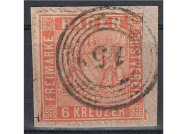 BADEN 1860-62 Coat of arms 6 orange kreuzer us
