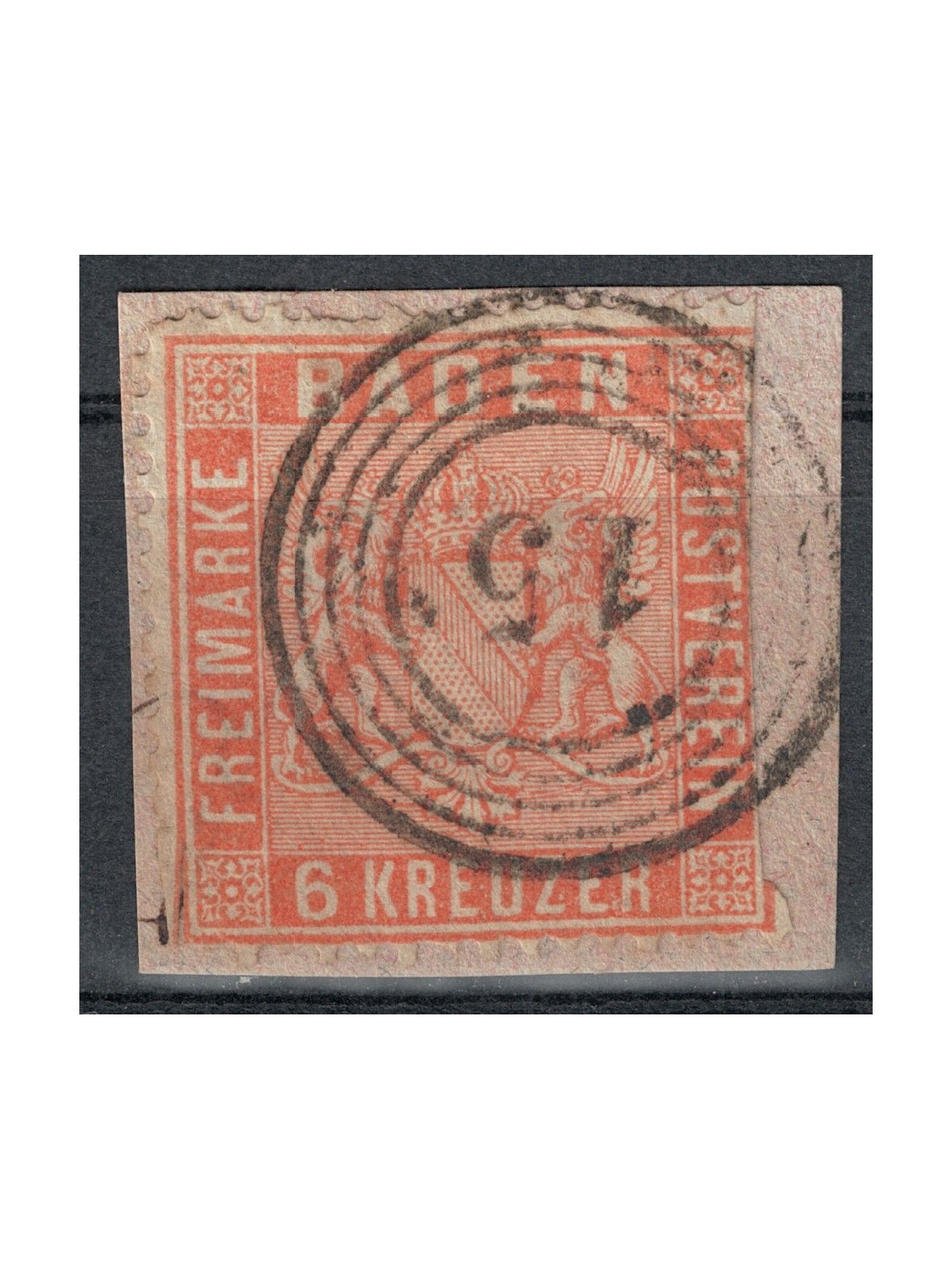 BADEN 1860-62 Stemma 6 kreuzer arancio us