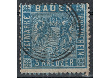 BADEN 1860-62 Stemma 3 kreuzer oltremare us