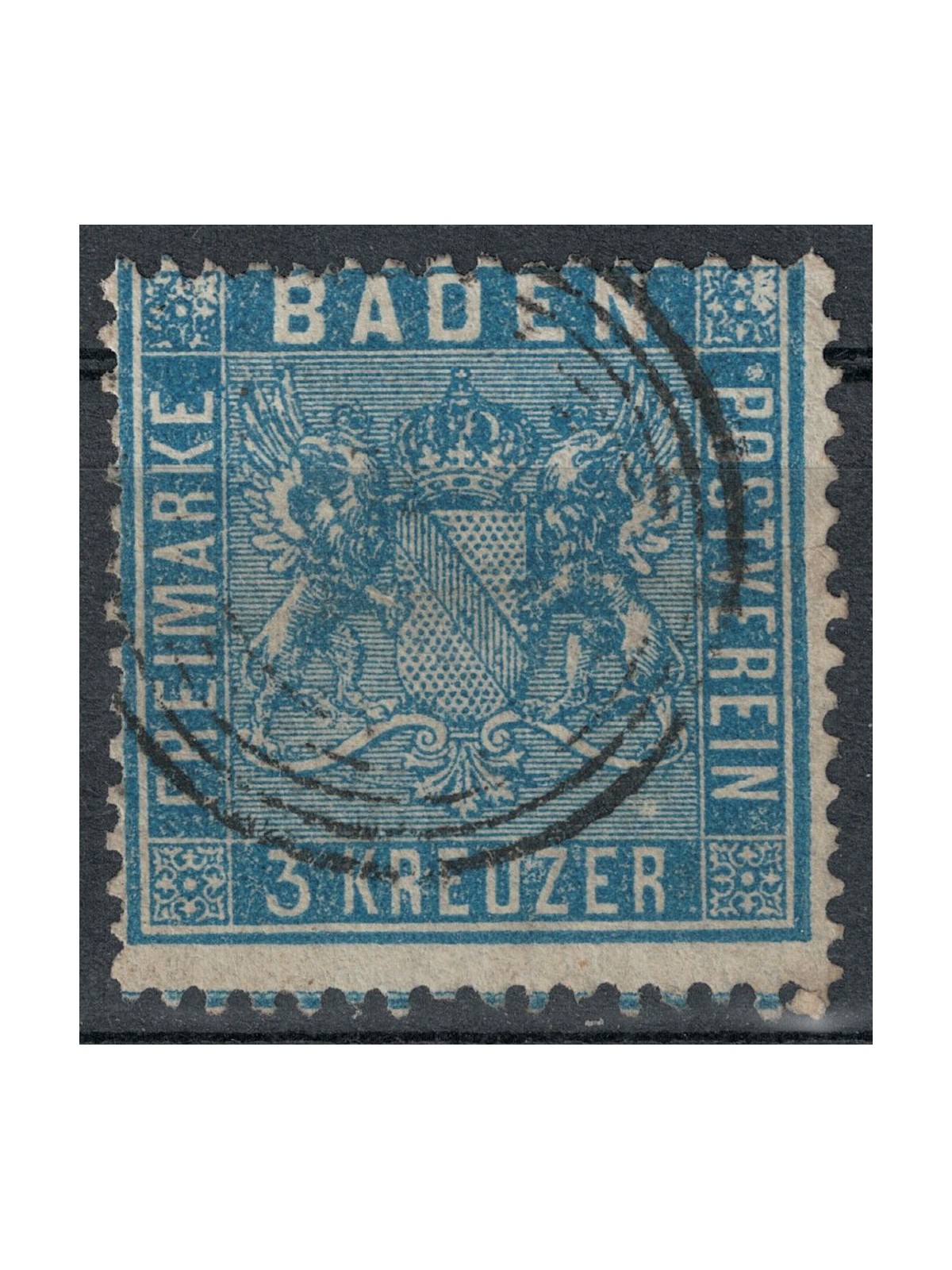 BADEN 1860-62 Stemma 3 kreuzer oltremare us