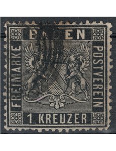 BADEN 1860-62 Coat of arms 1 black kreuzer us