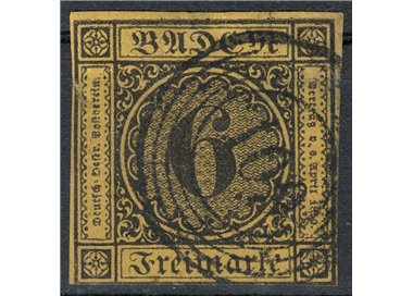 BADEN 1853-58 6 kreuzer giallo us