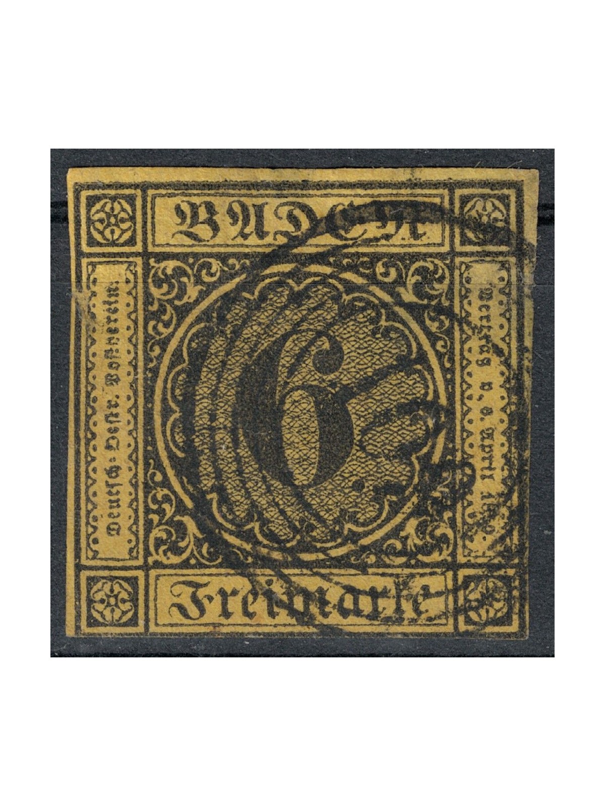 BADEN 1853-58 6 kreuzer yellow us