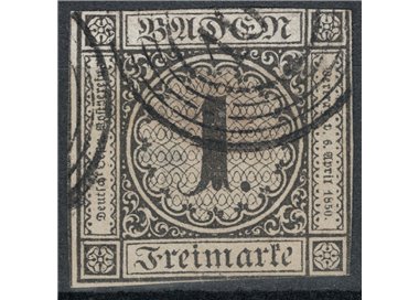 BADEN 1853-58 1 white kreuzer us