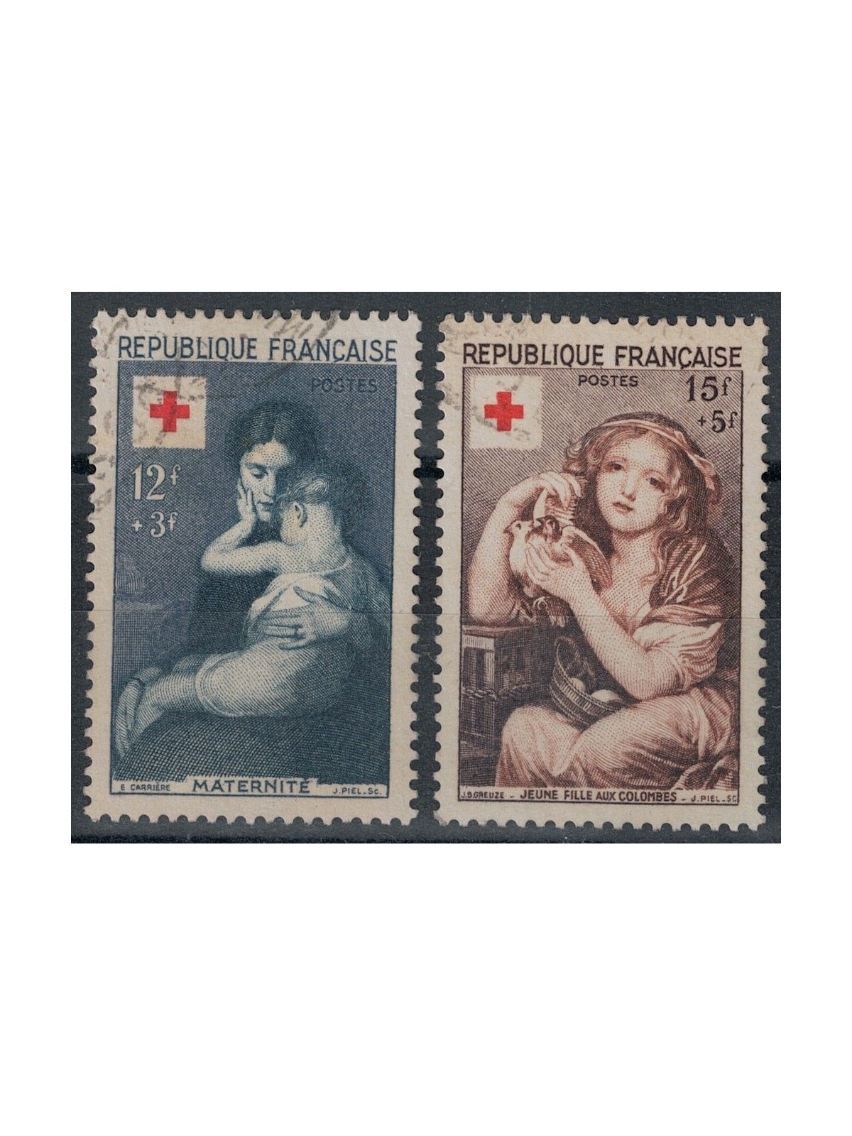 FRANCE 1954 Pro Red Cross 2v us
