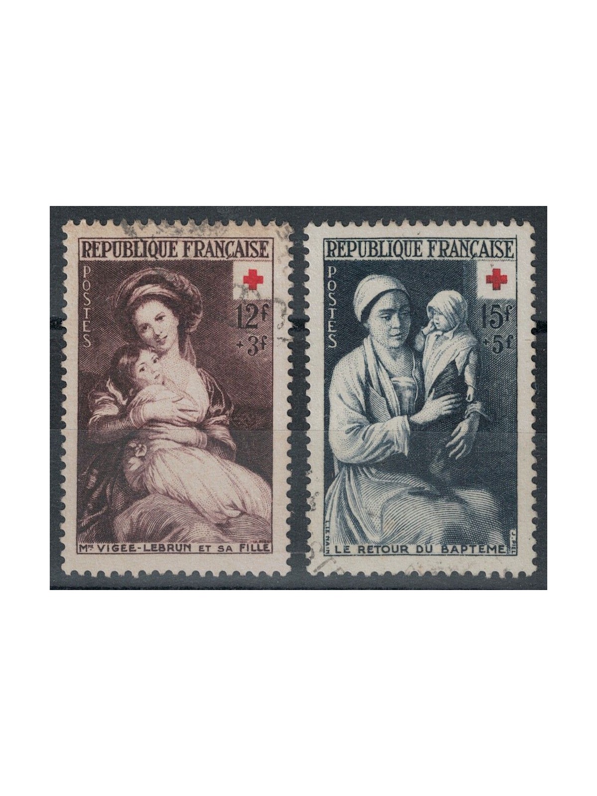 FRANCE 1953 Pro Red Cross 2v us