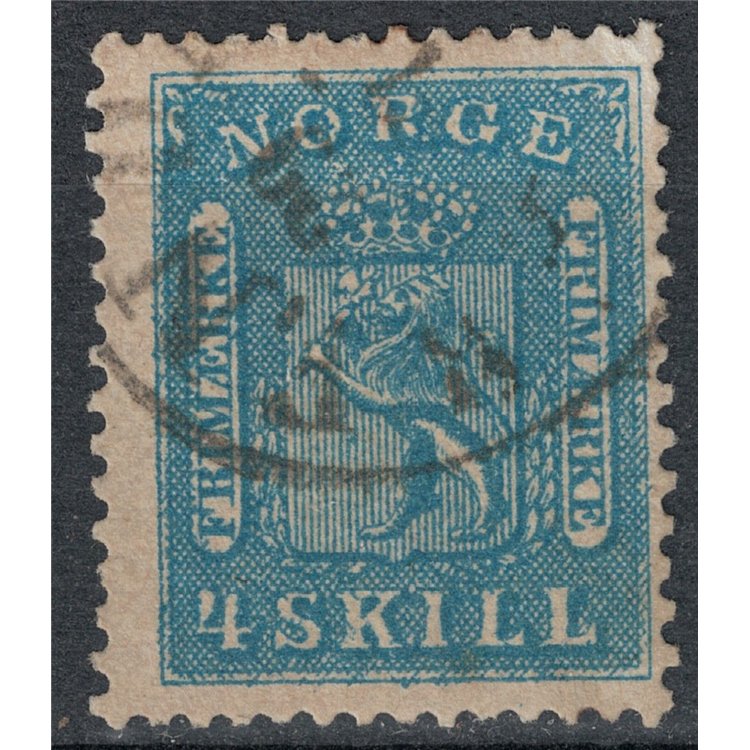 NORVEGIA 1863 Stemma con leone rampante, 4 sk azzurro us