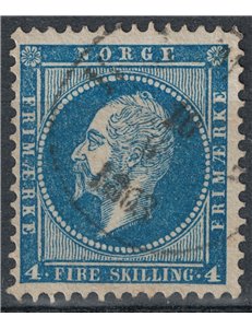 NORVEGIA 1856 Effigie di Oscar I, 4 sk azzurro us