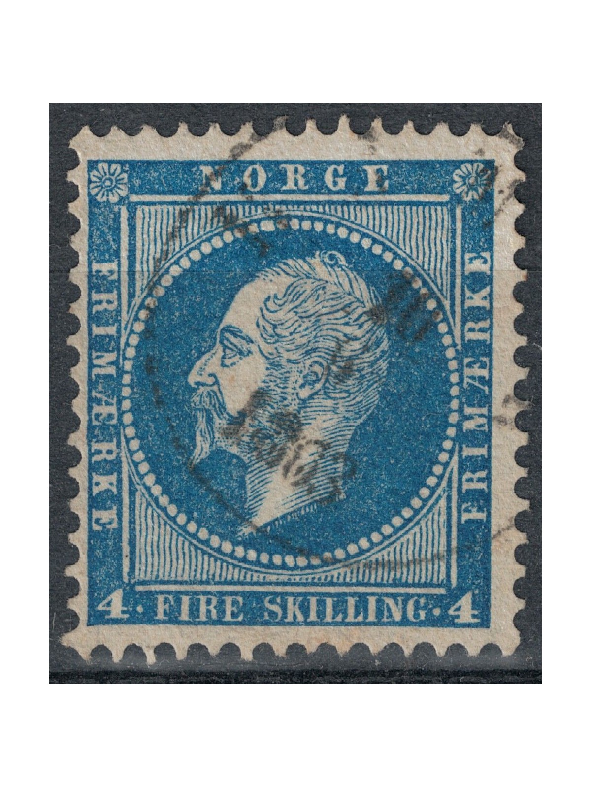 NORWAY 1856 Effigy of Oscar I, 4 sk blue us