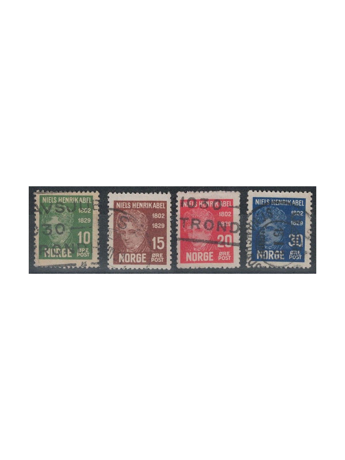 NORVEGIA 1929 Niels Henrik Abel 4v us