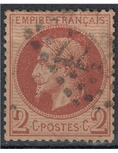 FRANCIA 1862-70 Effigie di Napoleone III, 2c rosso us