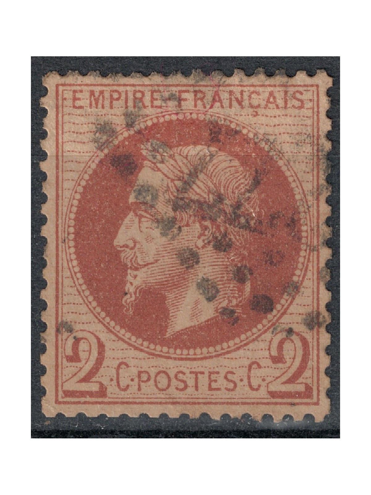 FRANCIA 1862-70 Effigie di Napoleone III, 2c rosso us