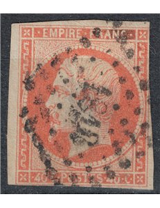 FRANCIA 1853-60 Effigie di Napoleone III, 40c giallo arancio us