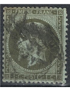 FRANCIA 1862 Effigie di Napoleone III, 1c verde oliva us