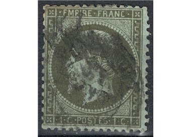 FRANCIA 1862 Effigie di Napoleone III, 1c verde oliva us