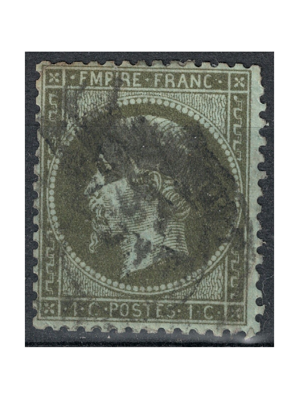 FRANCIA 1862 Effigie di Napoleone III, 1c verde oliva us
