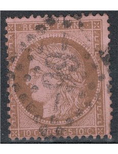 FRANCIA 1870 Cerere, 10c bistro giallo us