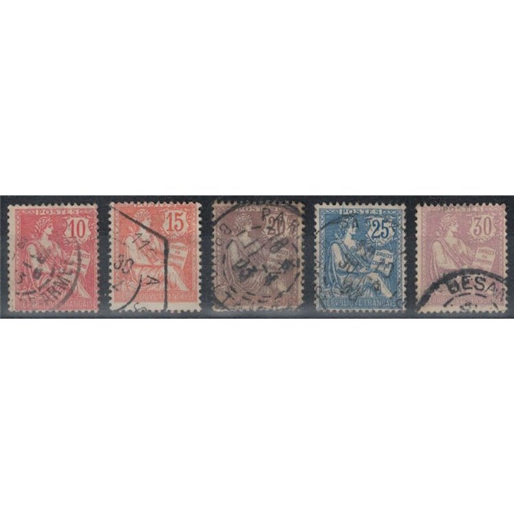 FRANCE 1902 Allegory, Mouchon type 5v us