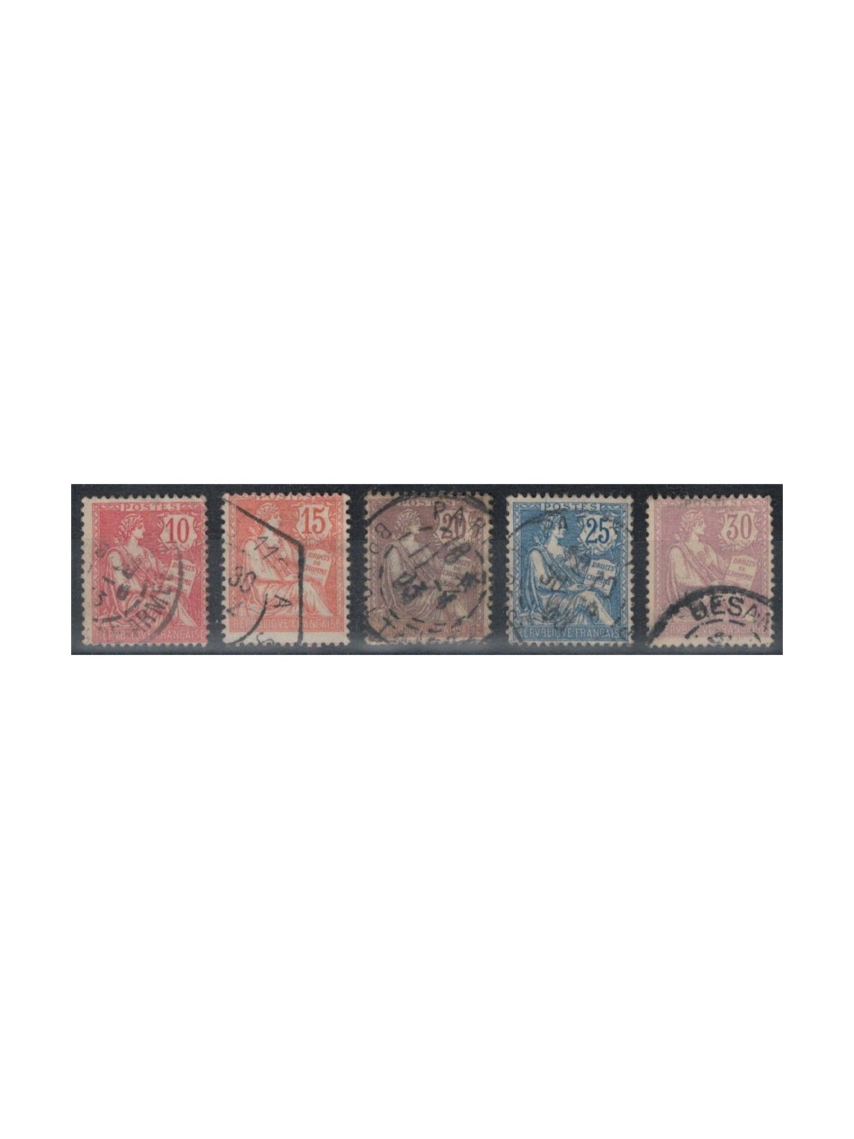 FRANCE 1902 Allegory, Mouchon type 5v us