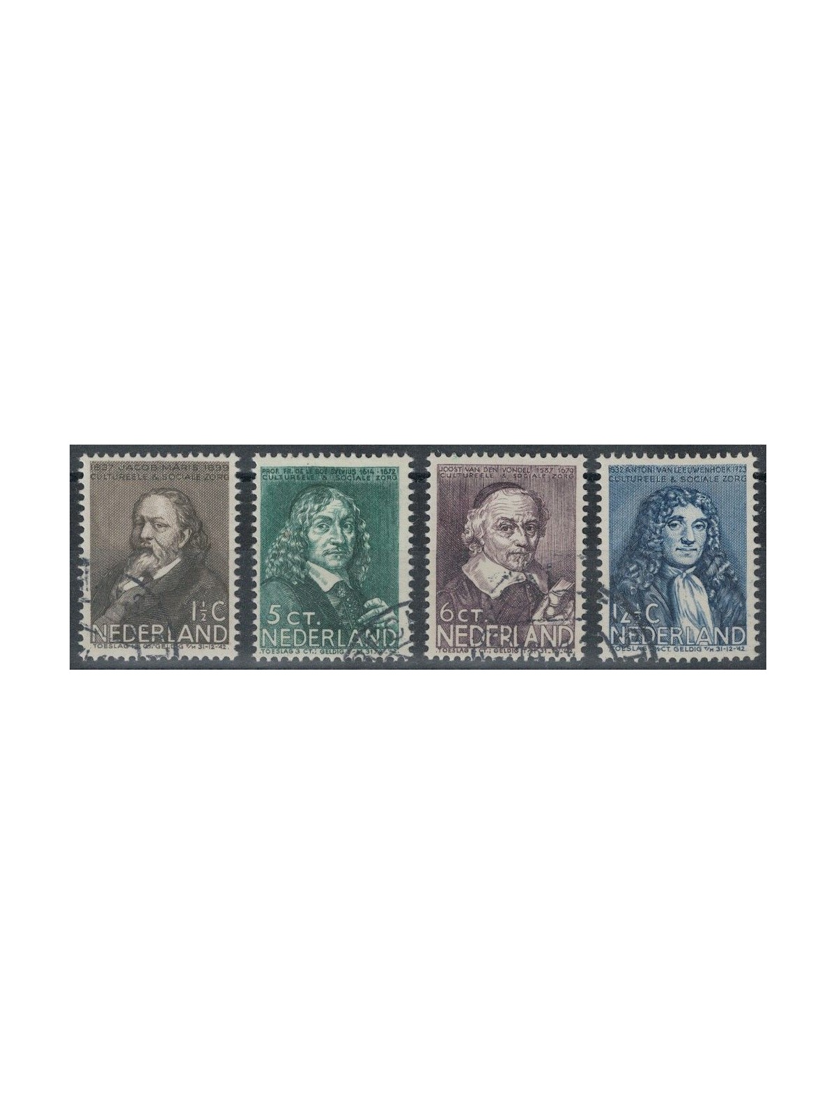 NETHERLANDS 1937 Charity, summer series, illustrious men 4v us