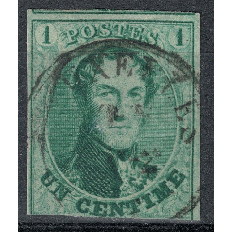 BELGIUM 1858-61 King Leopold I 1c green us
