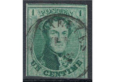 BELGIUM 1858-61 King Leopold I 1c green us
