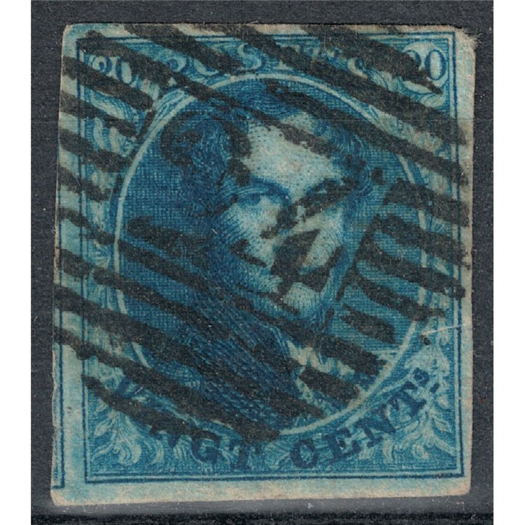 BELGIUM 1858-61 King Leopold I 20c blue us