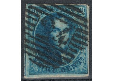 BELGIO 1858-61 Re Leopoldo I 20c azzurro us
