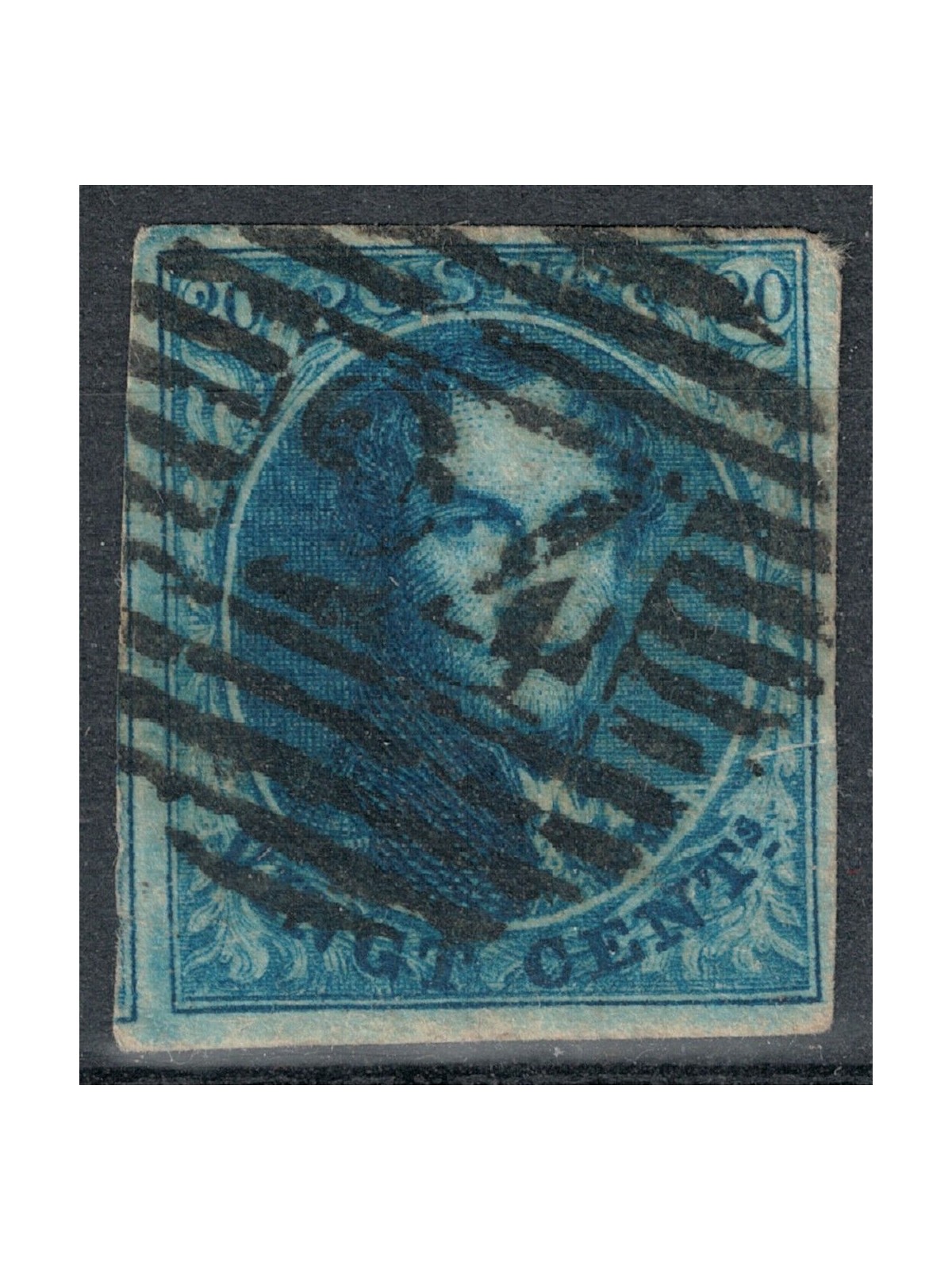 BELGIUM 1858-61 King Leopold I 20c blue us