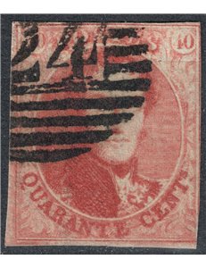 BELGIUM 1858-61 King Leopold I 40c carmine pink us