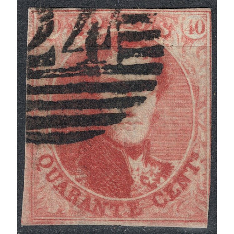 BELGIO 1858-61 Re Leopoldo I 40c rosa carminio us