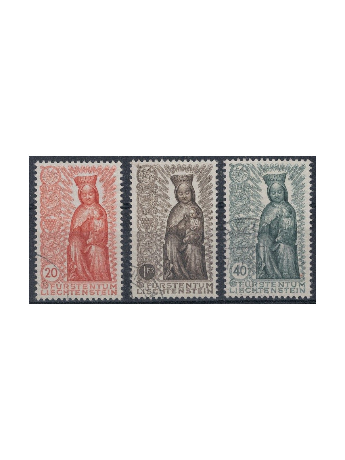 LIECHTENSTEIN 1954 Anno Mariano 3v us