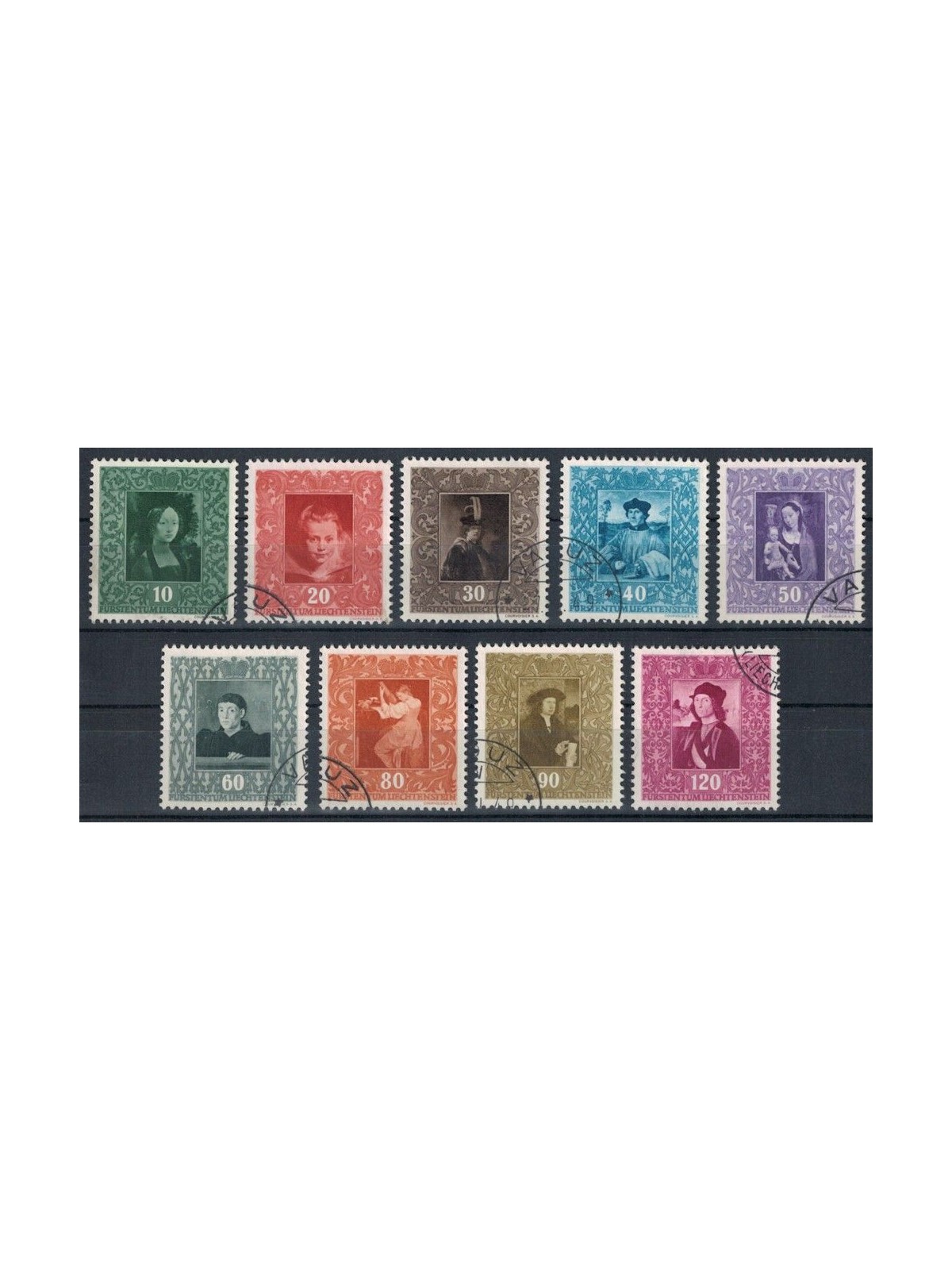 LIECHTENSTEIN 1949 Riproduzioni di quadri 9v us