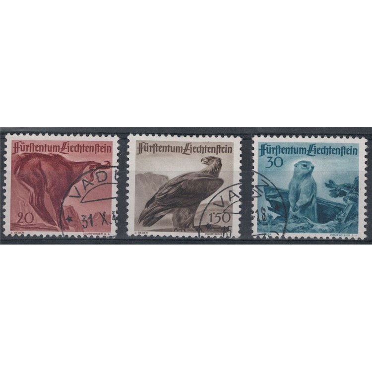 LIECHTENSTEIN 1947 Fauna, 2nd series 3v us