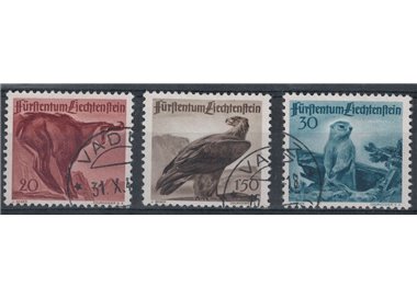 LIECHTENSTEIN 1947 Fauna, 2ª serie 3v us
