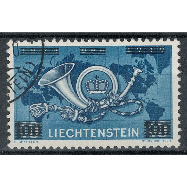 LIECHTENSTEIN 1950 Anniversary UPU overprinted us