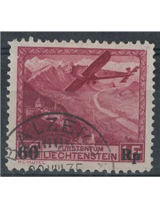 LIECHTENSTEIN 1934 Airmail 60r on 1f us