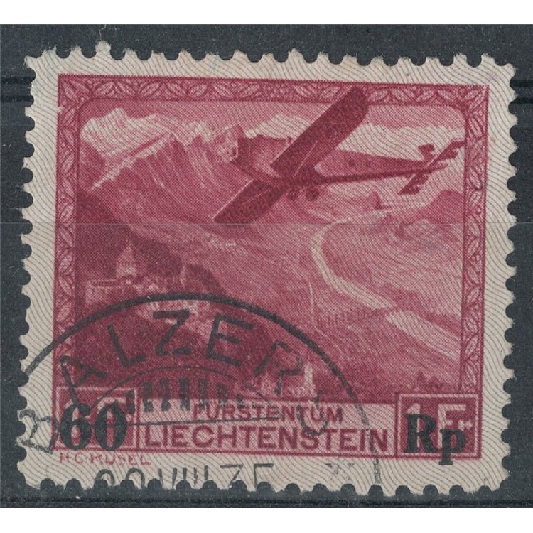 LIECHTENSTEIN 1934 Airmail 60r on 1f us