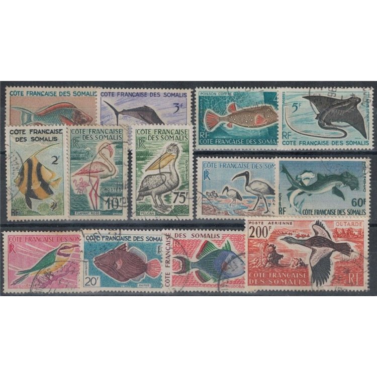 FRENCH SOMALIA 1959-60 Fauna, fish and birds 13v us