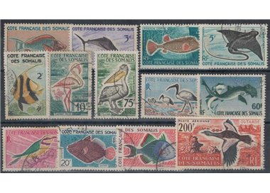 SOMALIA FRANCESE 1959-60 Fauna, pesci e uccelli 13v us