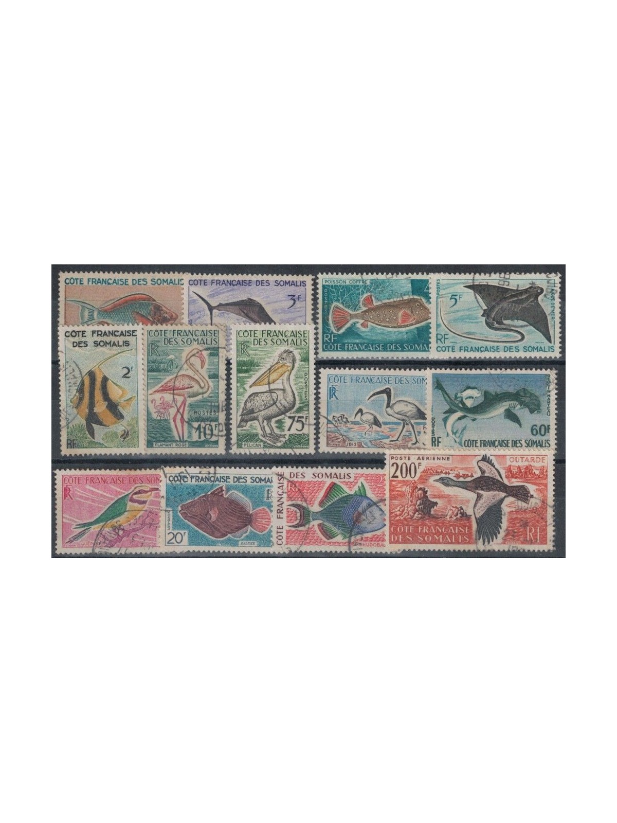 SOMALIA FRANCESE 1959-60 Fauna, pesci e uccelli 13v us