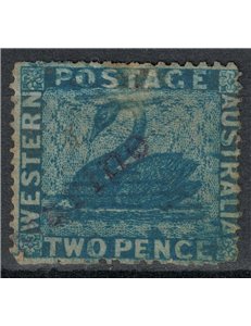 AUSTRALIA OCCIDENTALE 1861 Cigno, 2 Pence blu us