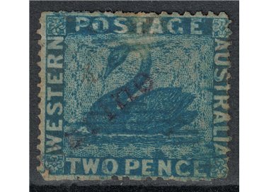 WESTERN AUSTRALIA 1861 Swan, 2 Pence Blue US