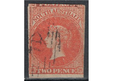 SOUTH AUSTRALIA 1855 Effigy of Victoria, 2 Pence carmine red us